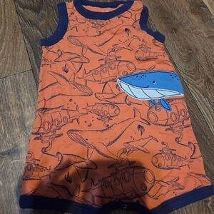 9 Month Carter's Orange and Blue Whale Tank Onesie